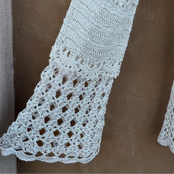 Crochet Cream Cardigan feminine top Small Med - Picture 5 of 11